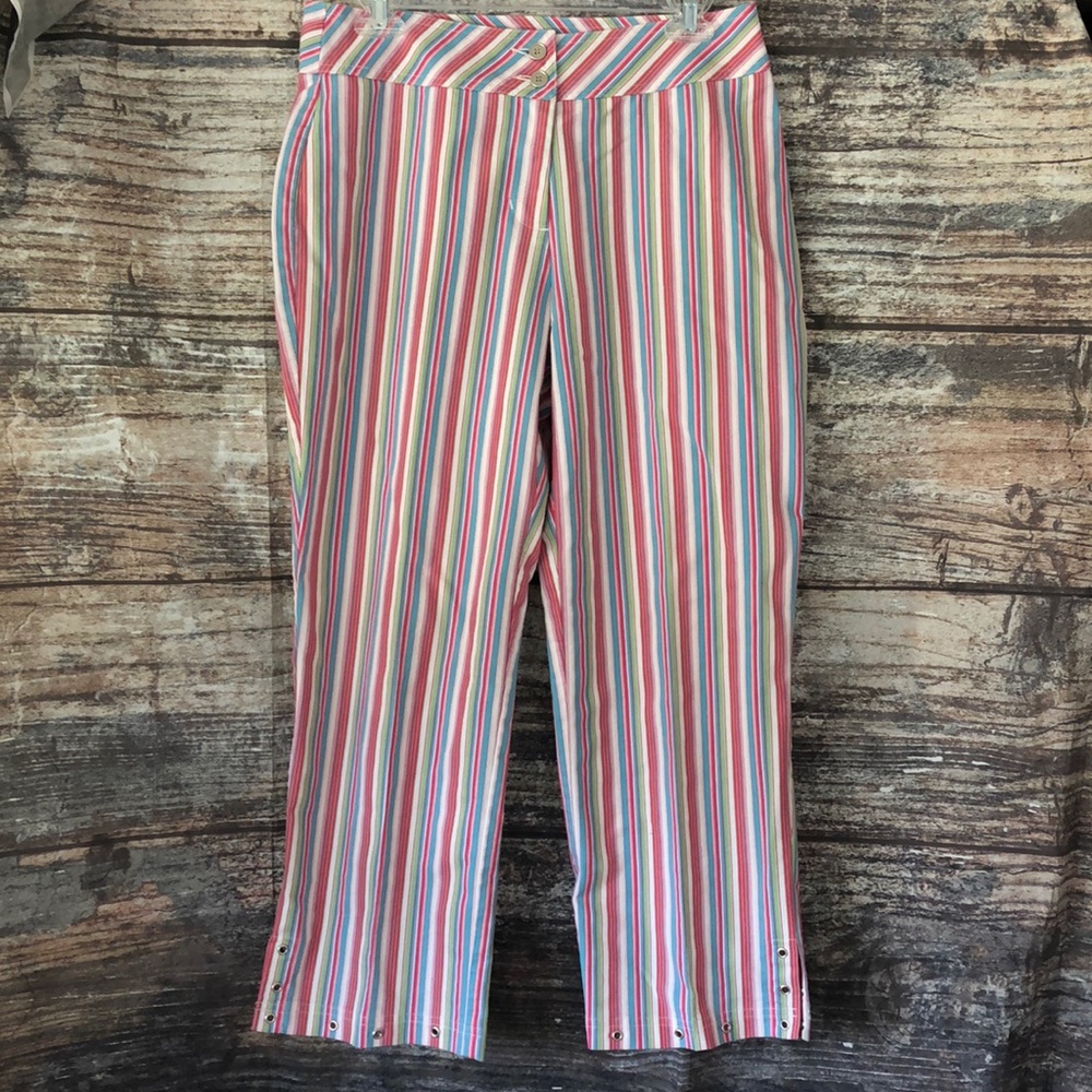 Multiples pink striped cropped pants